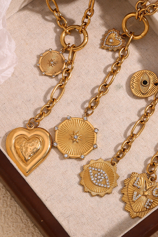 Eight-pointed Star Round Pendant Tassel Necklace