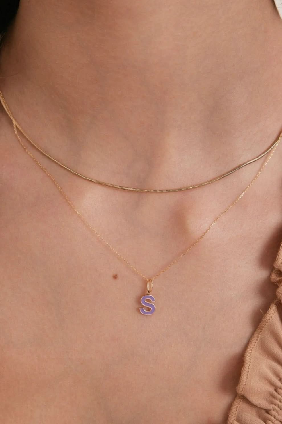 Enamel Initial Necklace