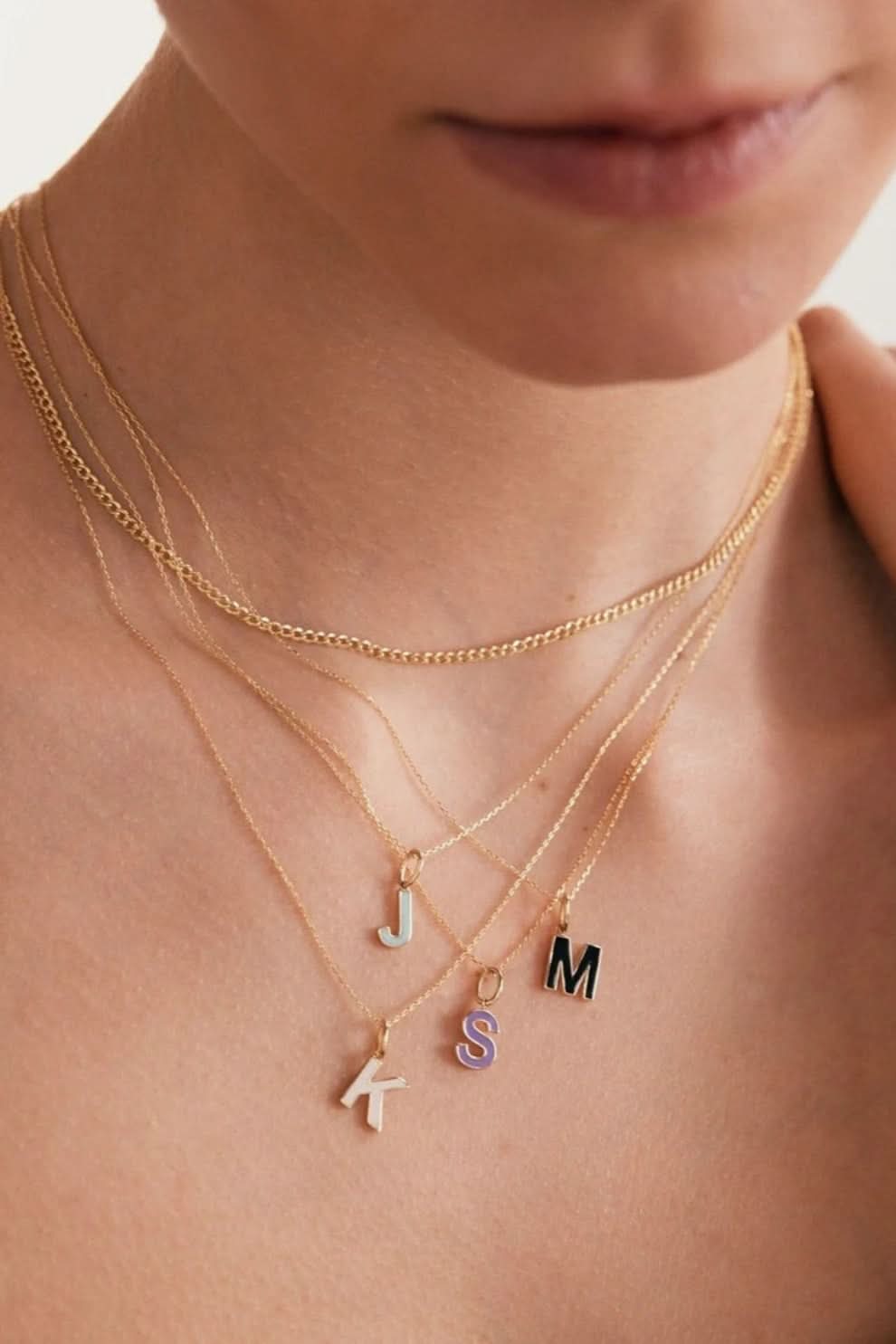 Enamel Initial Necklace