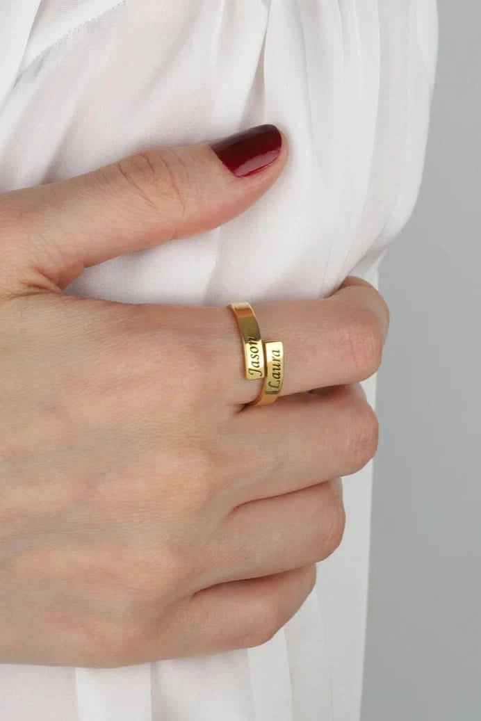 Engraved Double Name Ring