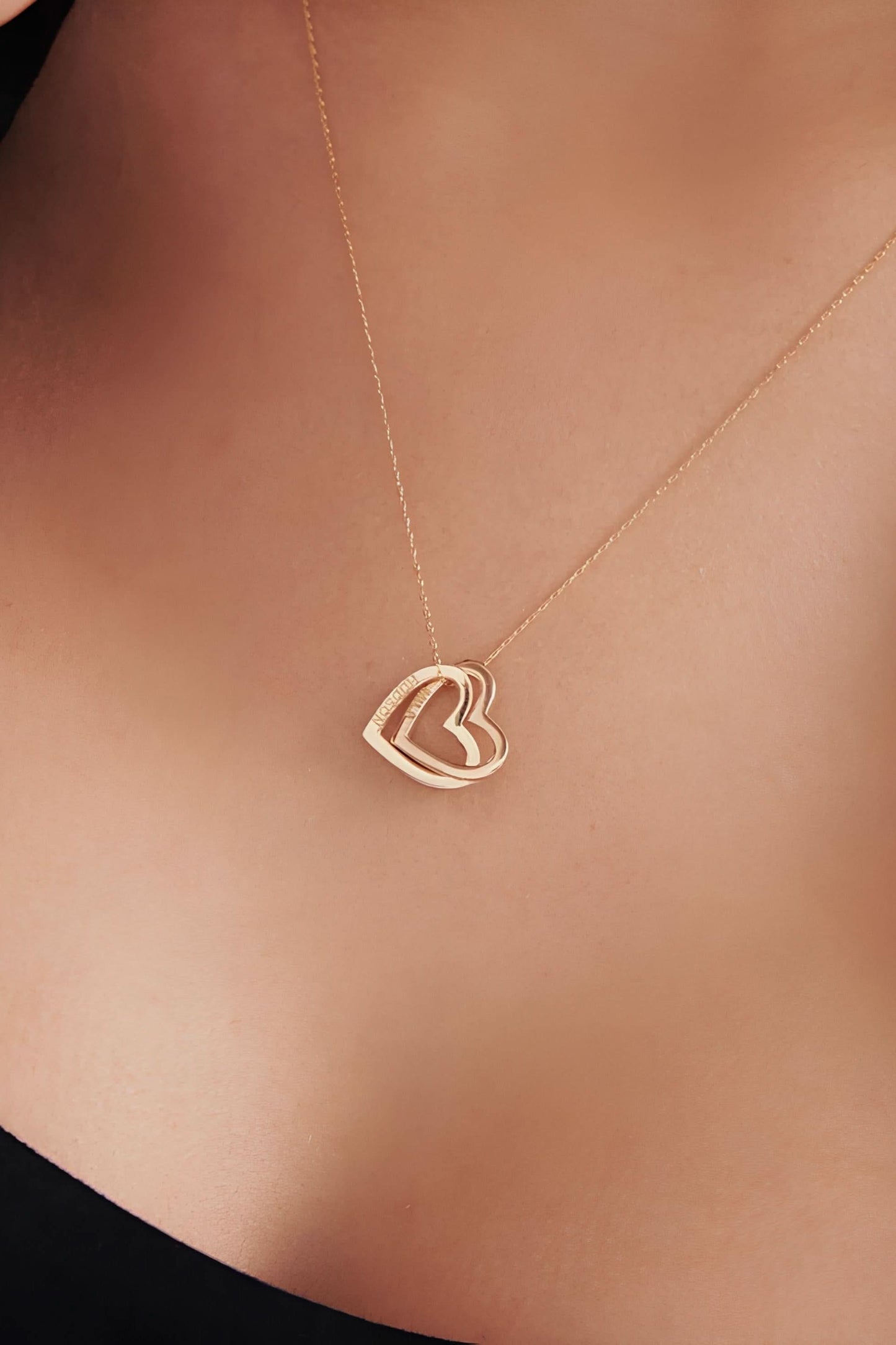 Engraved Two Heart Necklace