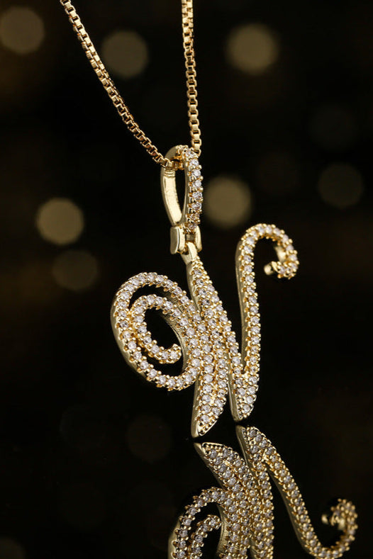 Flower diamond initial name necklace