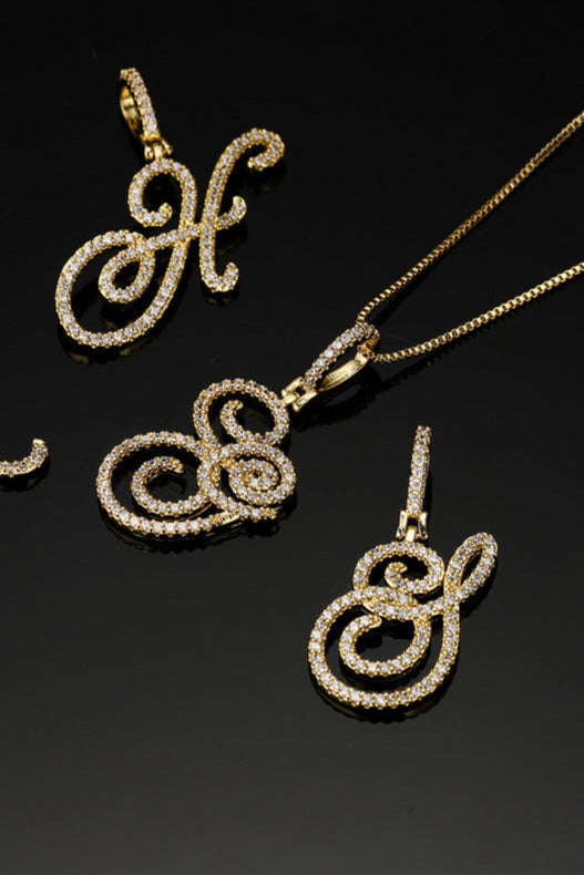 Flower diamond initial name necklace