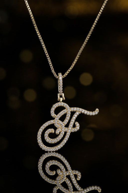 Flower diamond initial name necklace