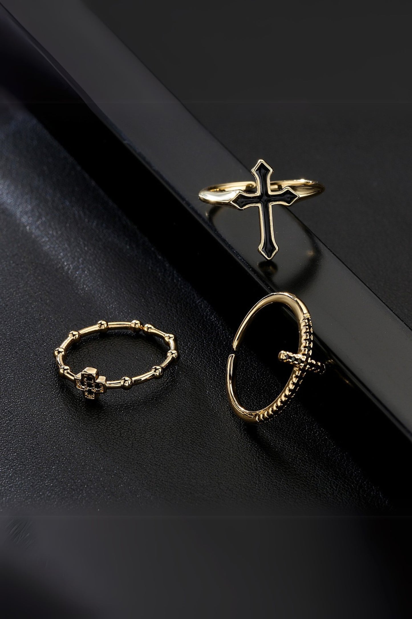 Gold Diamond Cross Ring