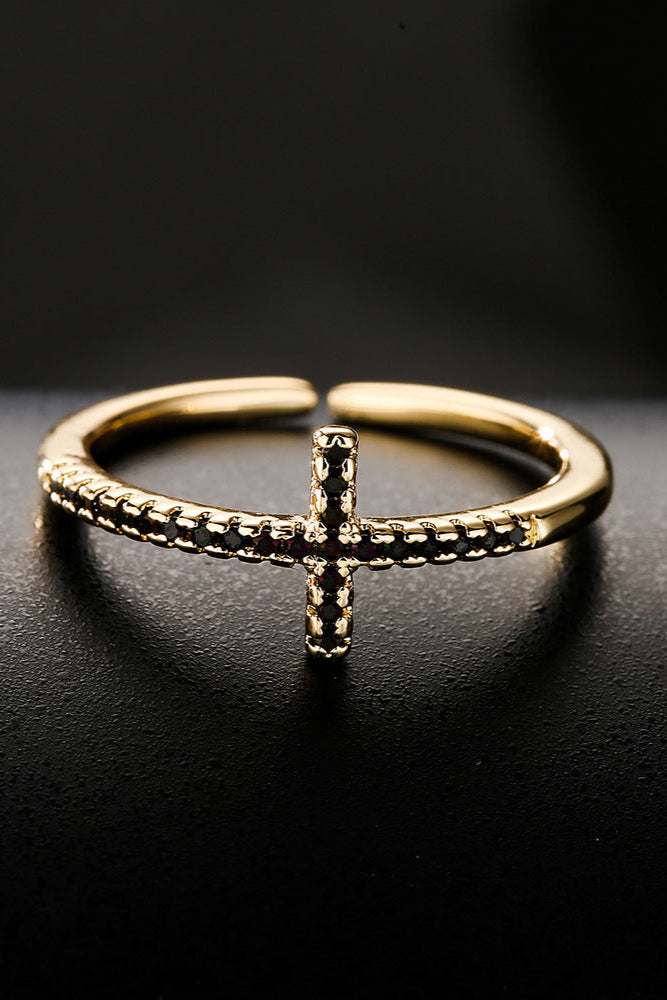 Gold Diamond Cross Ring