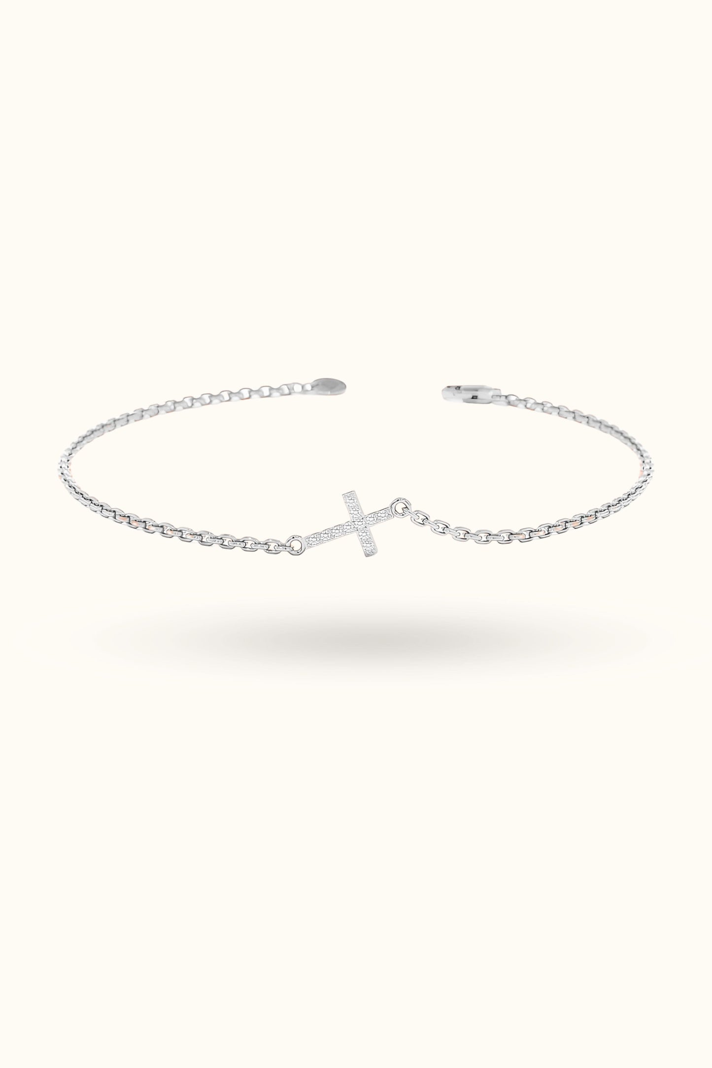 Gold Diamond Small Cross Bracelet