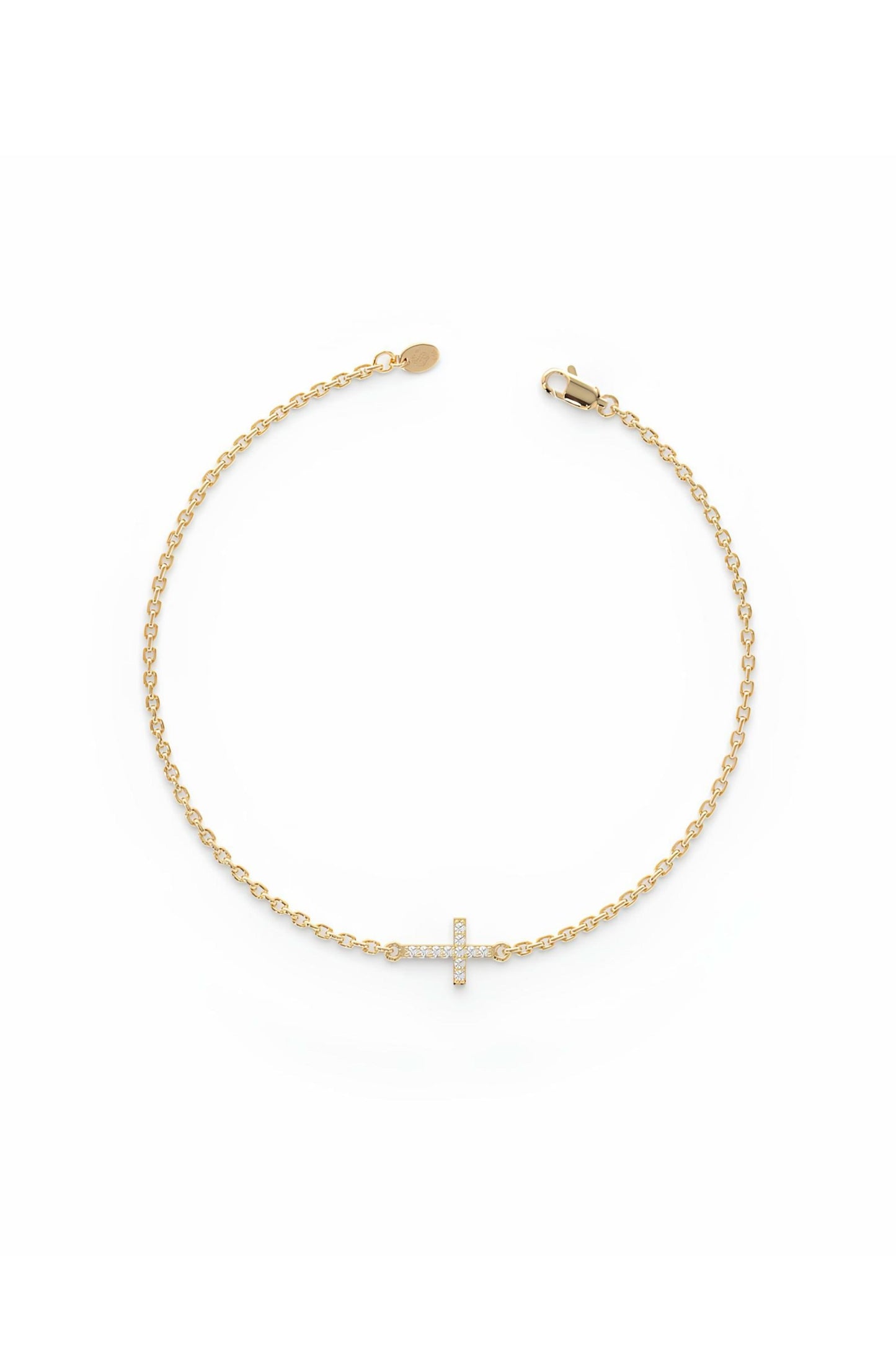 Gold Diamond Small Cross Bracelet