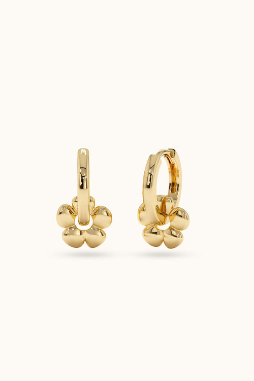 Gold Huggies with Flower Charms