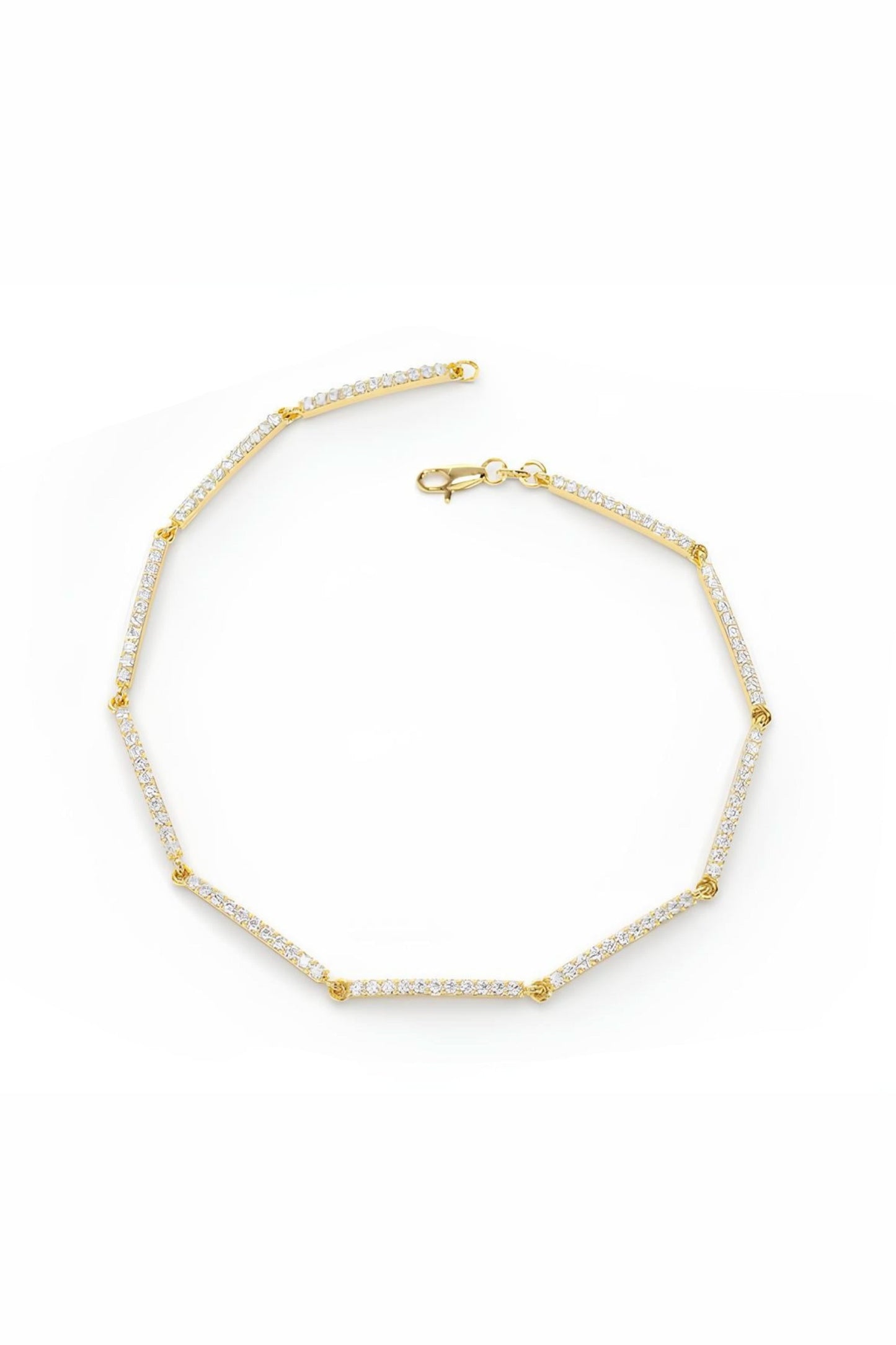 Gold Pave Stackable Diamond Bar Bracelet