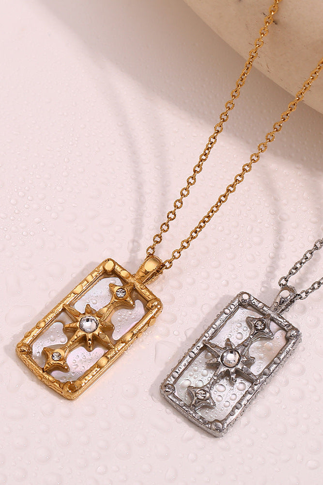 Gold Polar Star Tarot Card Necklace