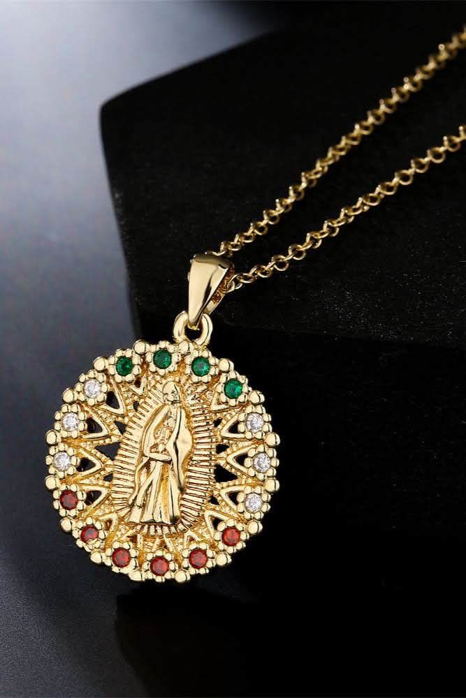Golden Light Virgin Mary Pendant Necklace