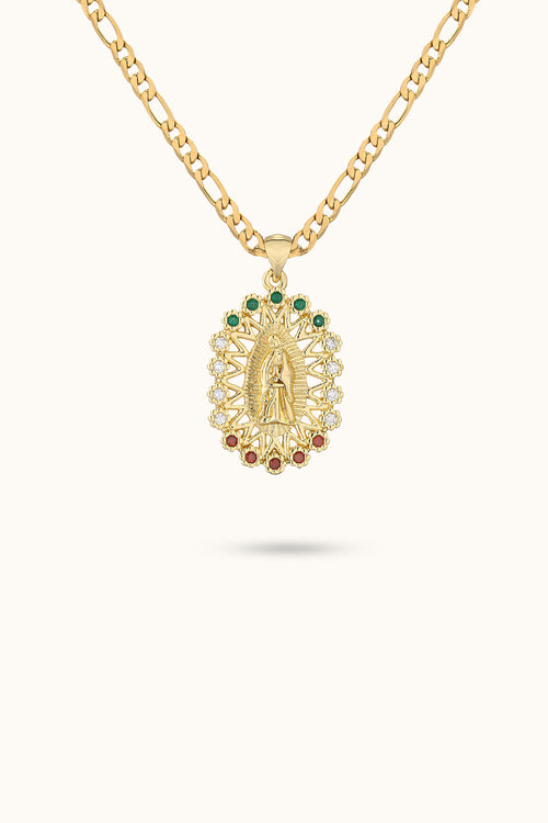 Sun Light Virgin Mary Pendant Necklace