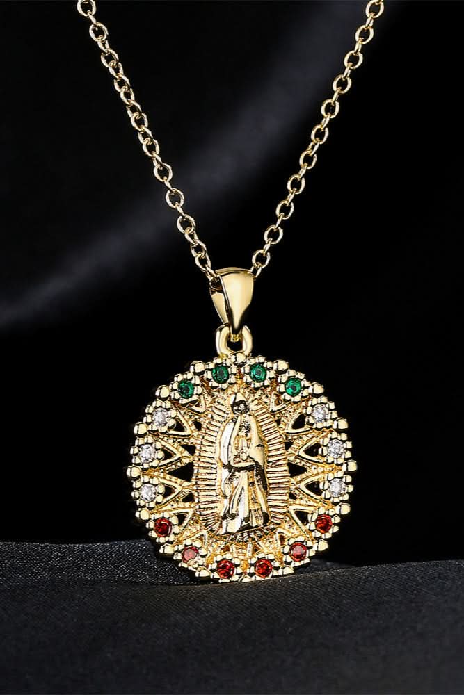 Golden Light Virgin Mary Pendant Necklace