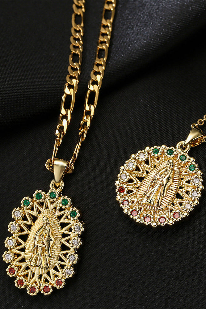 Sun Light Virgin Mary Pendant Necklace