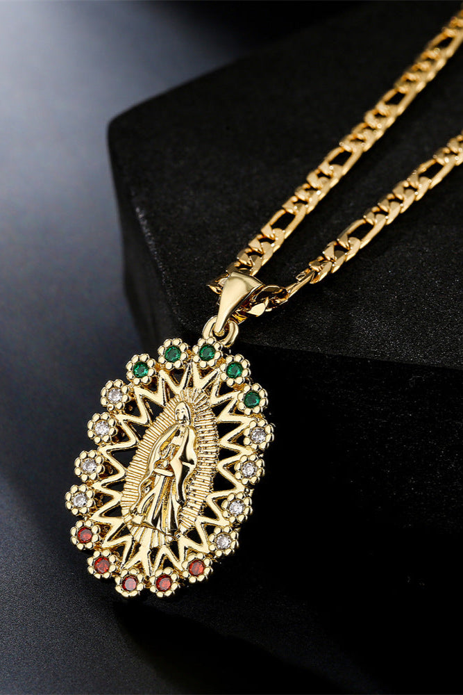 Sun Light Virgin Mary Pendant Necklace