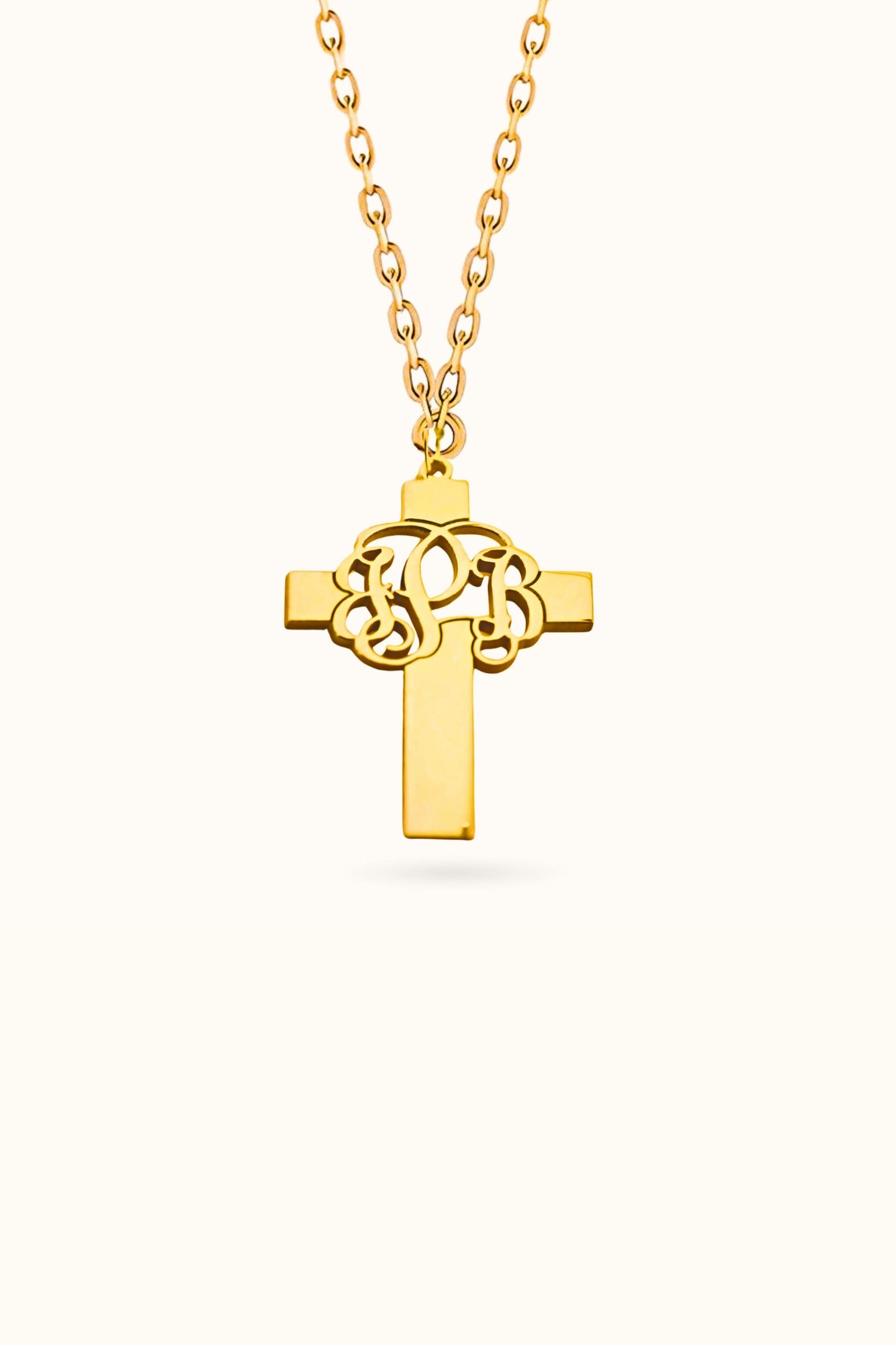 Gothic Font Cross Name Necklace