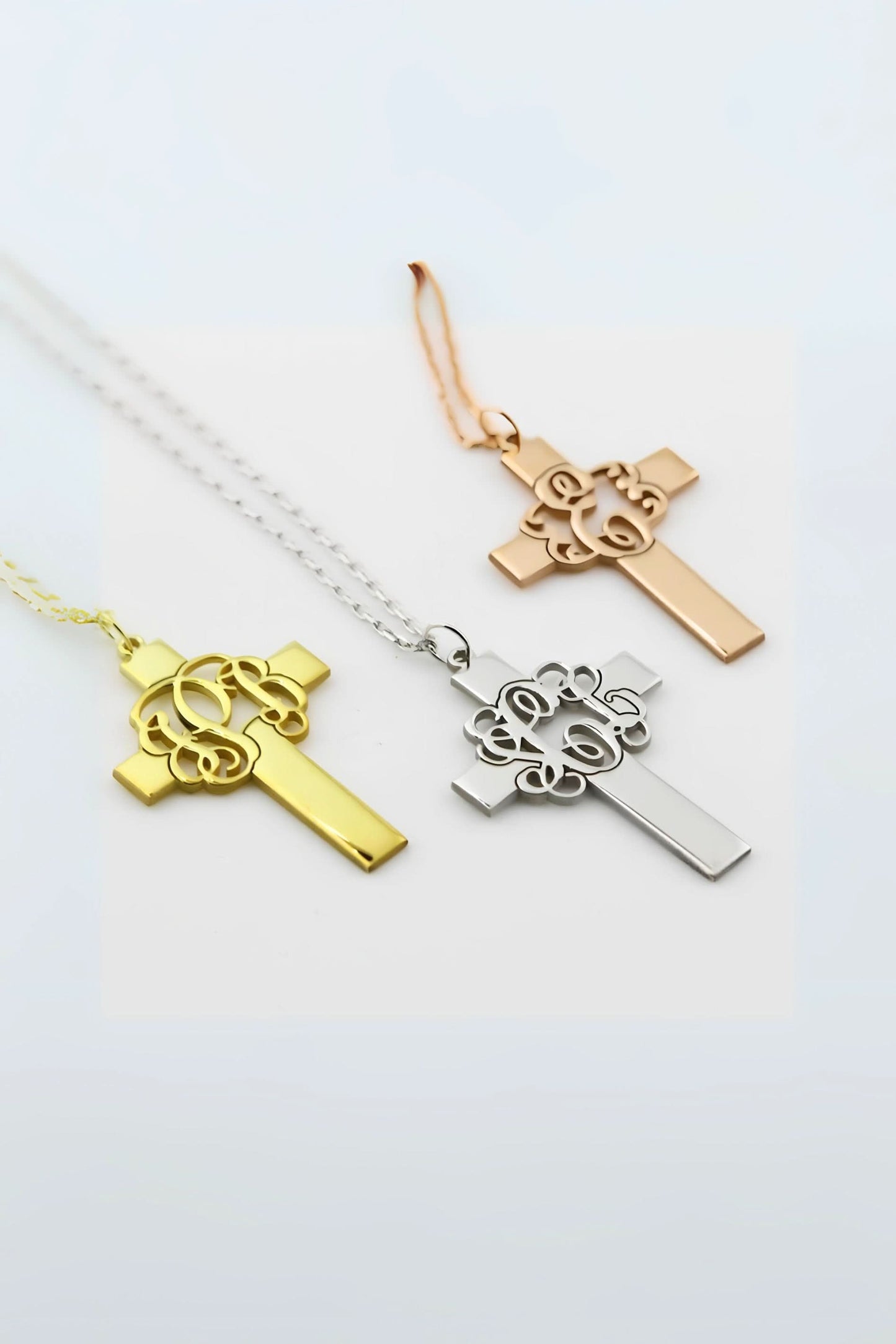 Gothic Font Cross Name Necklace