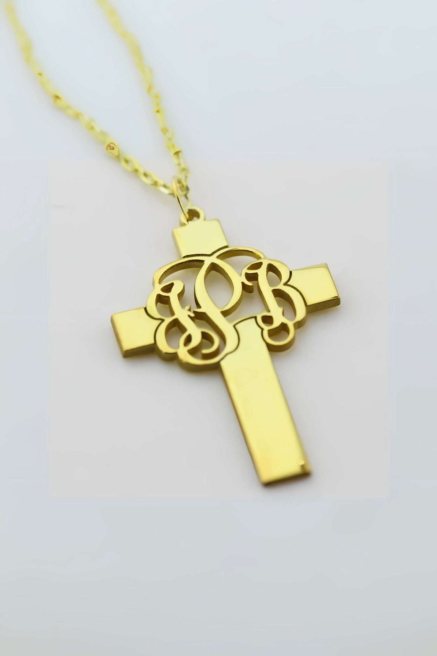 Gothic Font Cross Name Necklace