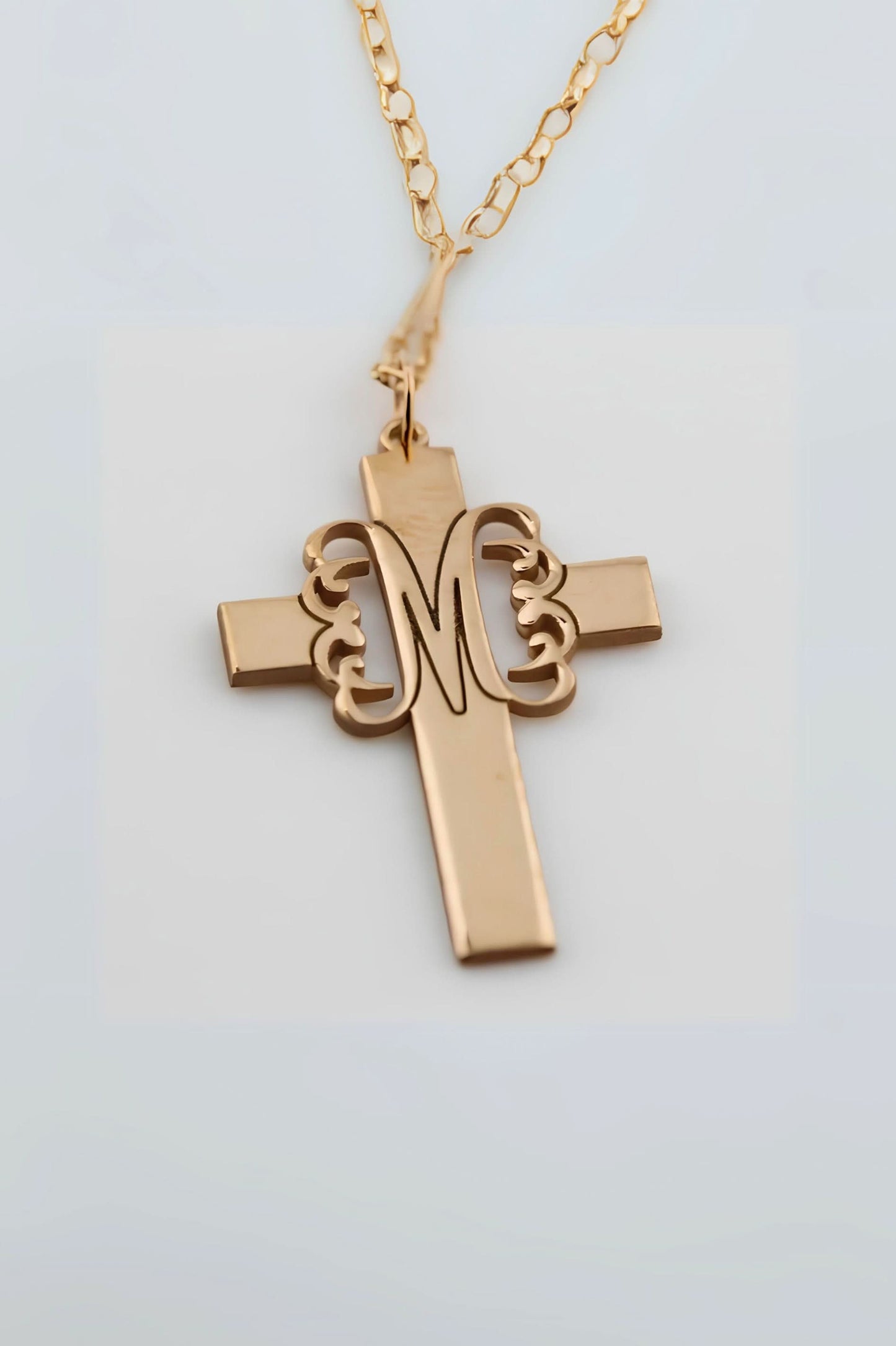 Gothic Font Cross Name Necklace