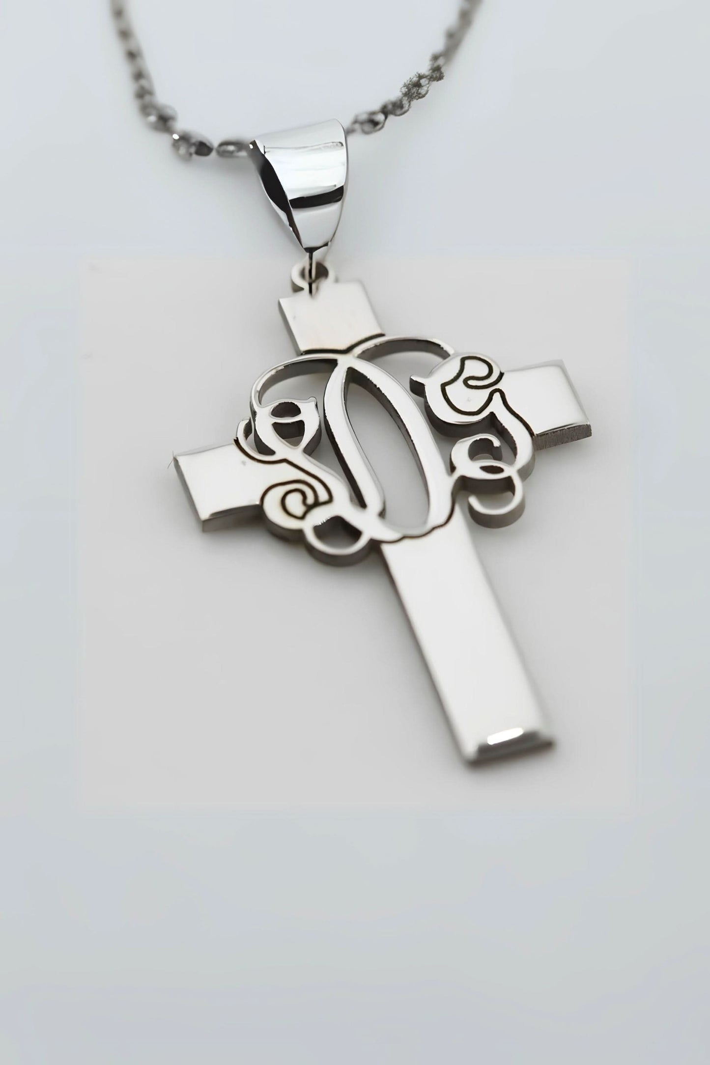 Gothic Font Cross Name Necklace