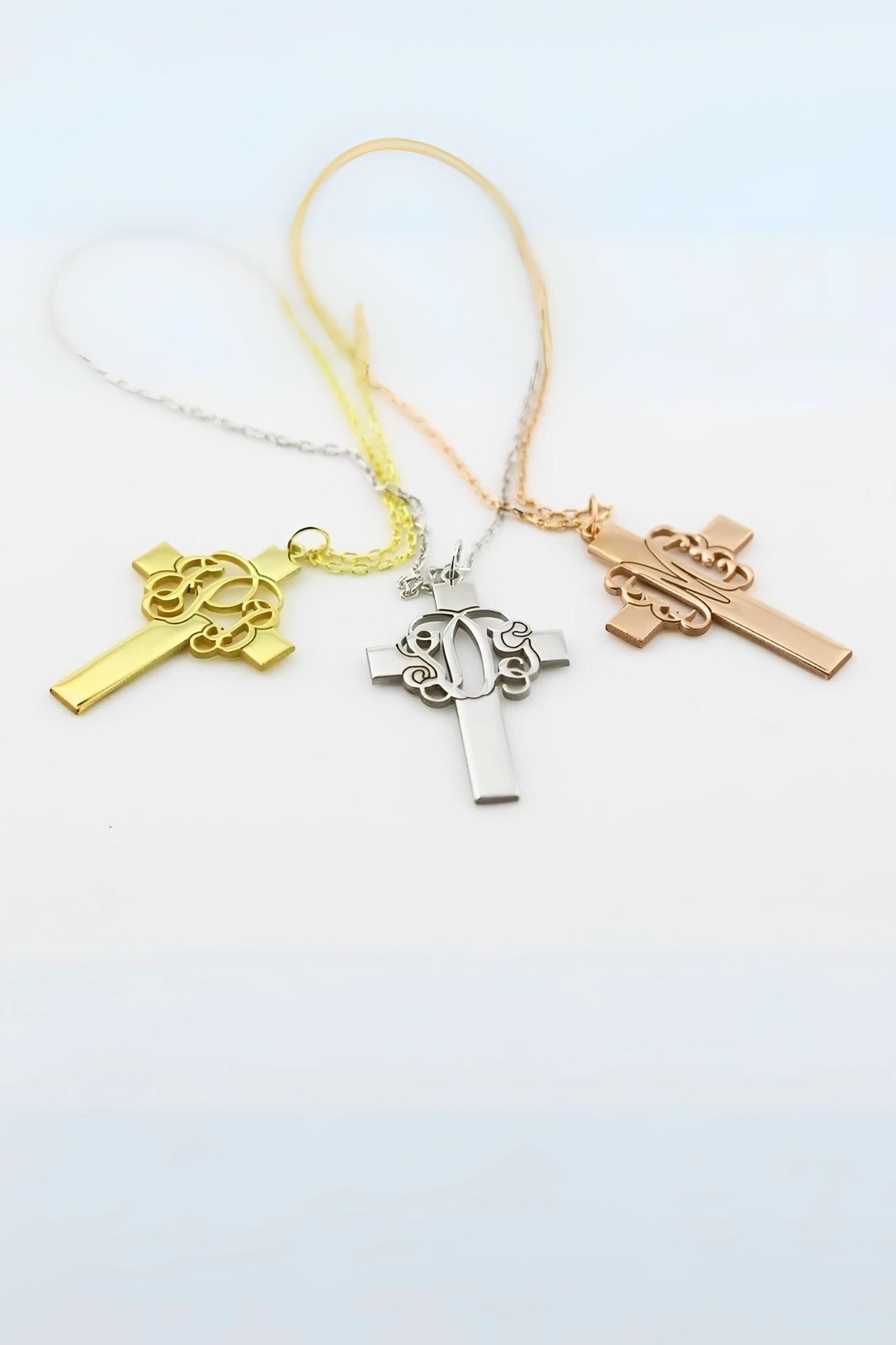 Gothic Font Cross Name Necklace