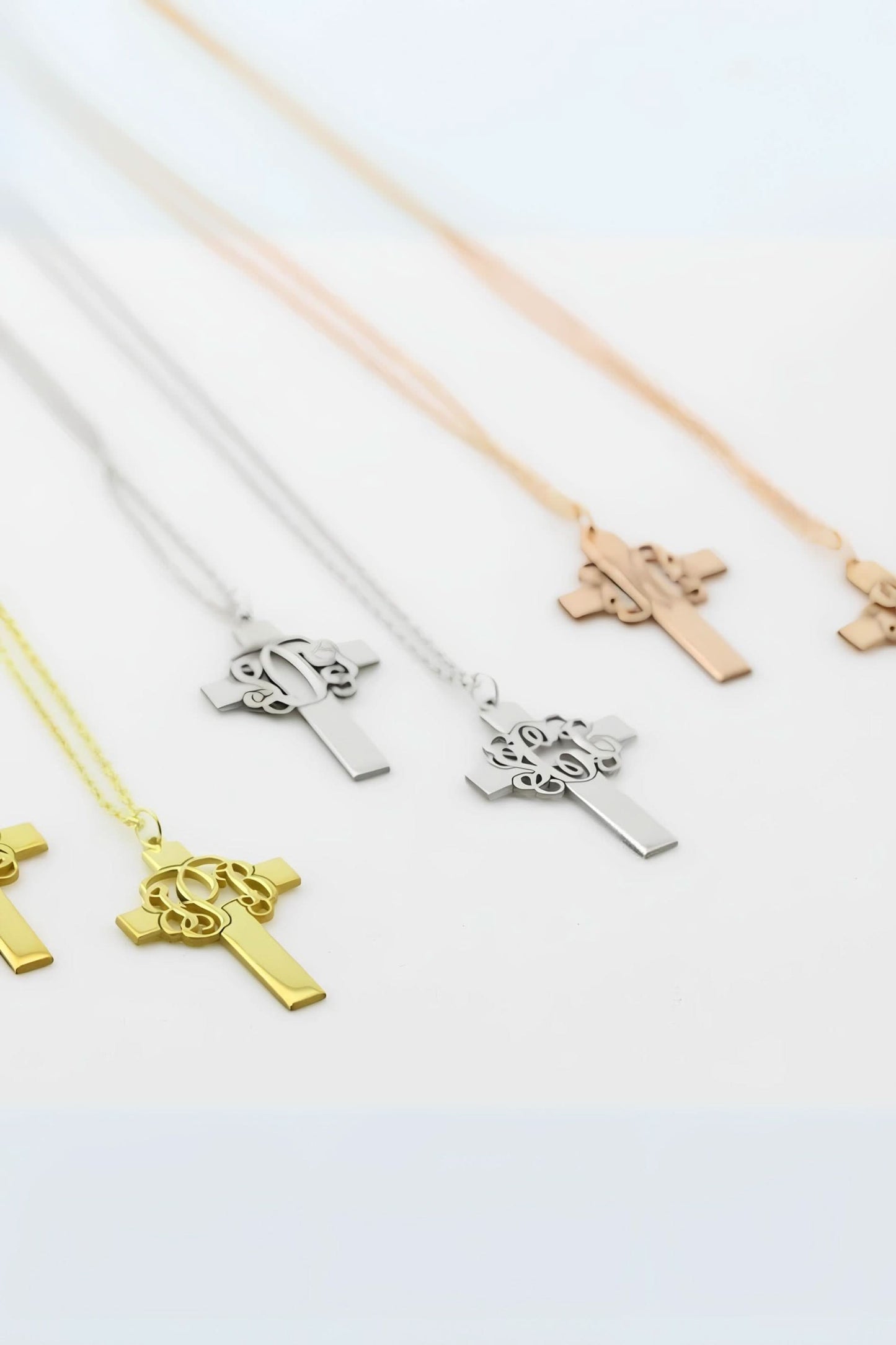 Gothic Font Cross Name Necklace