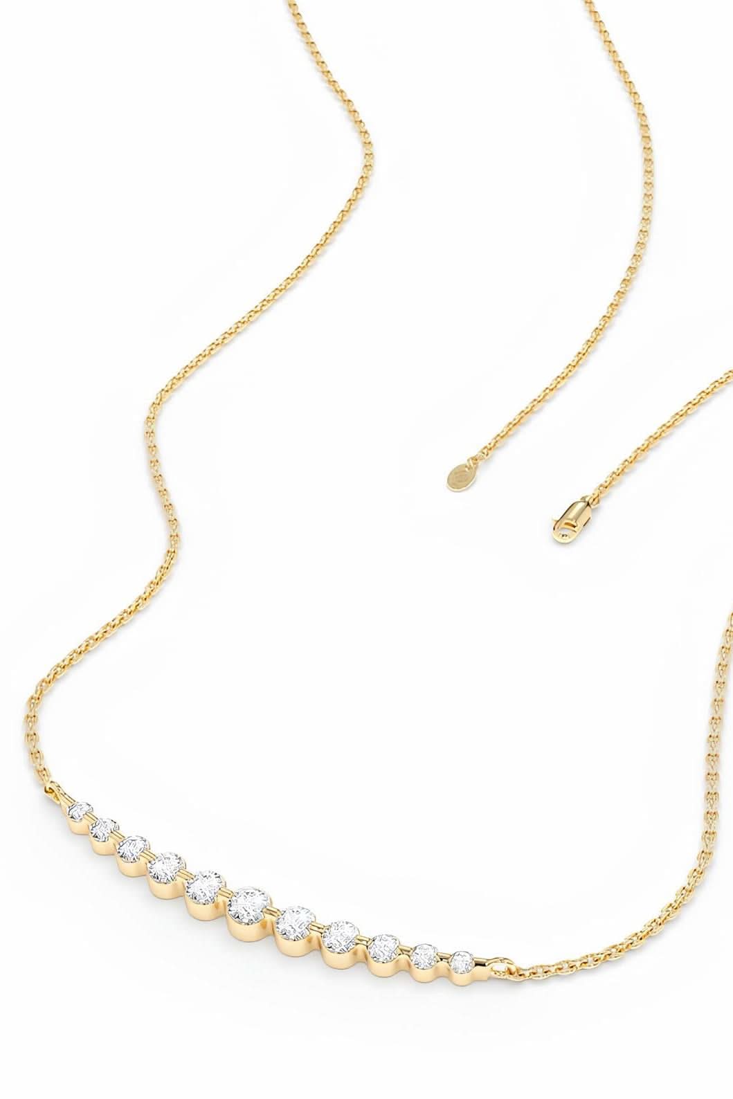 Graduated Diamond Bar Pendant Jewelry Necklace