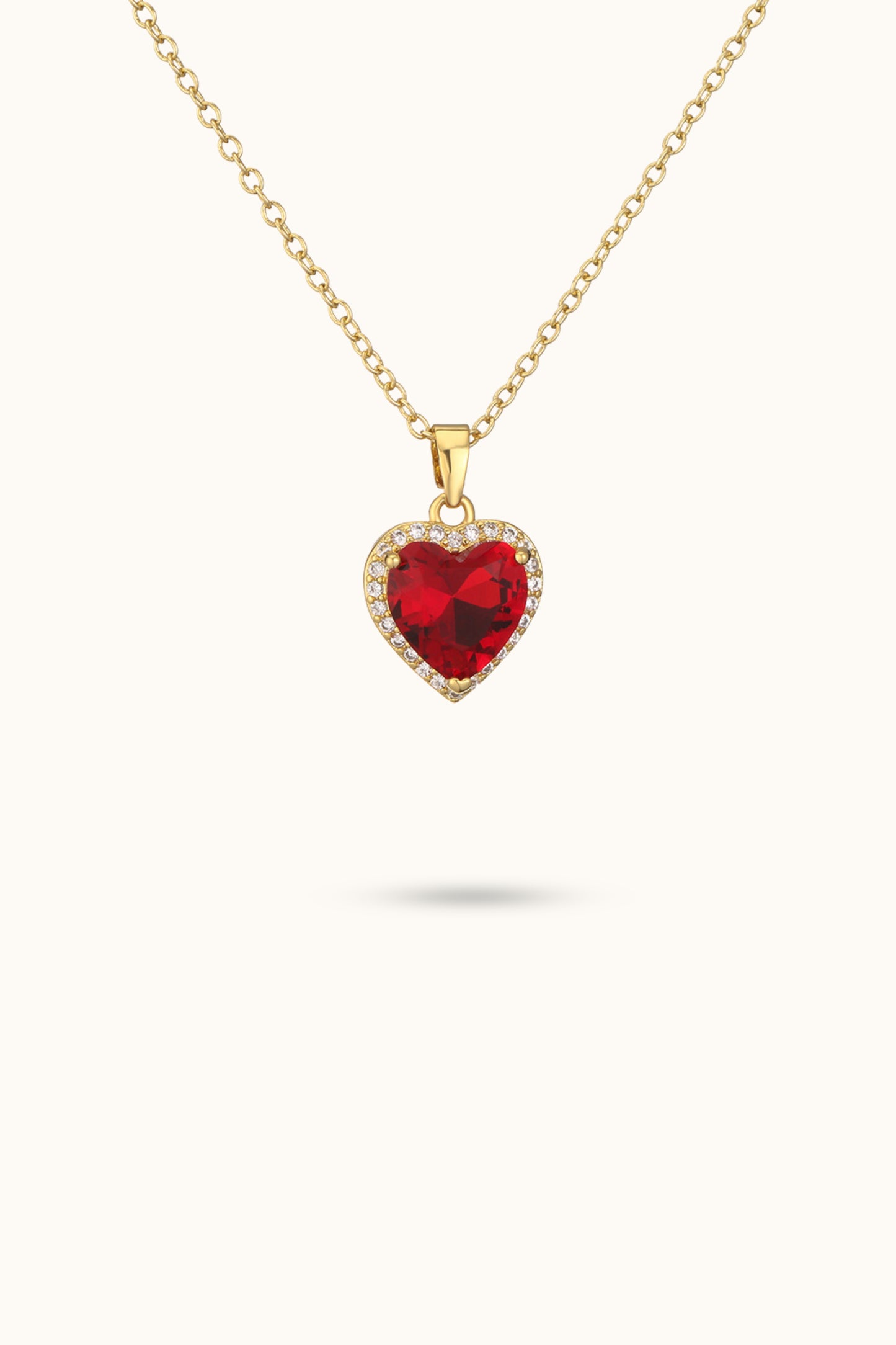 Heart-Set White Diamond Pendant Necklace
