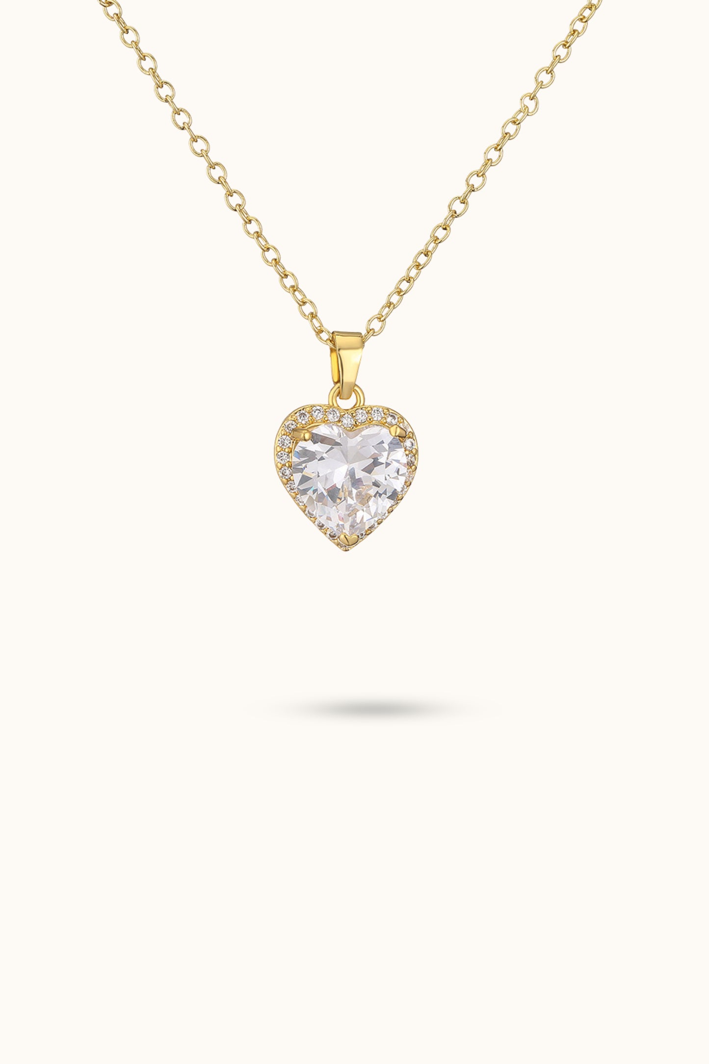 Heart-Set White Diamond Pendant Necklace