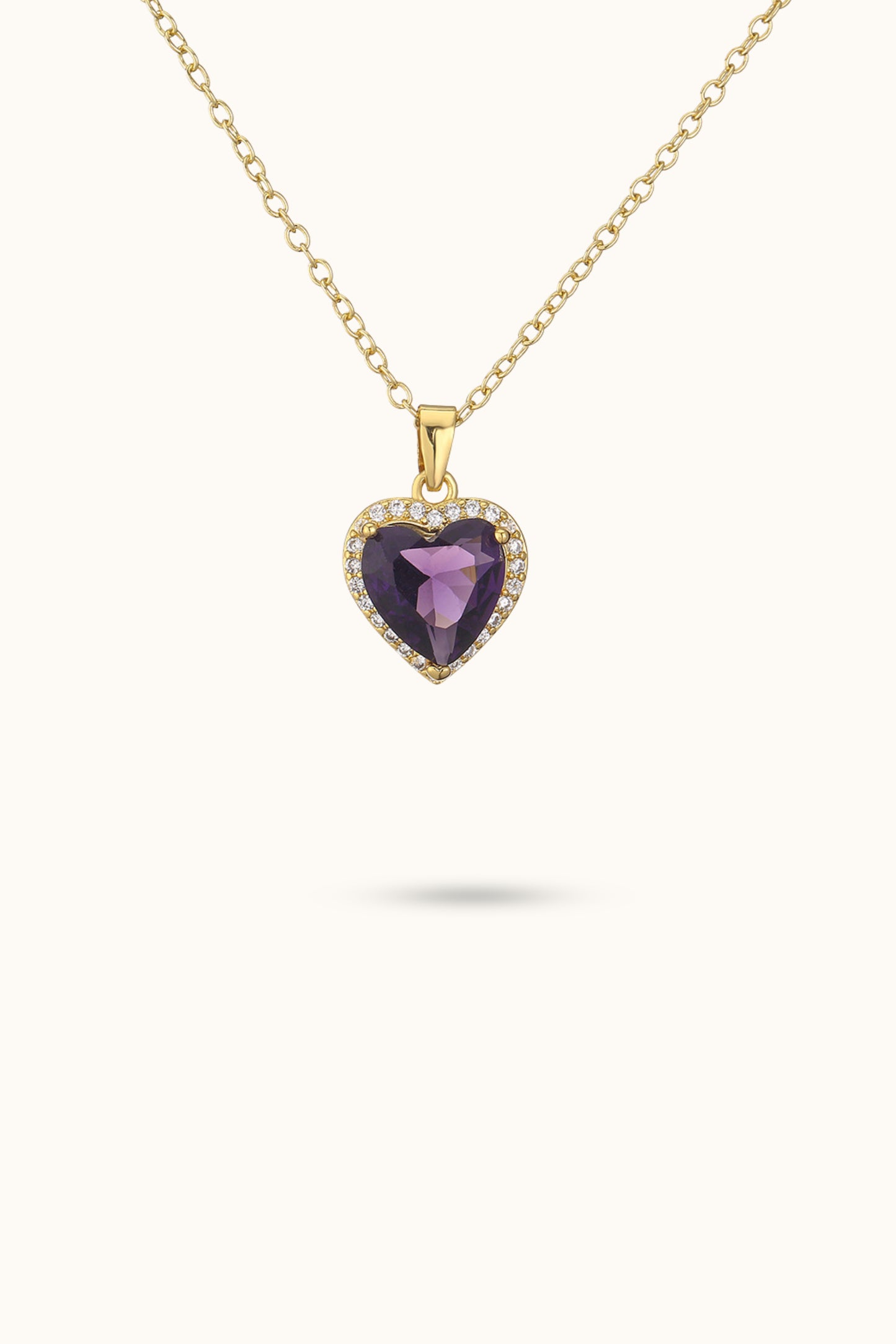 Heart-Set White Diamond Pendant Necklace