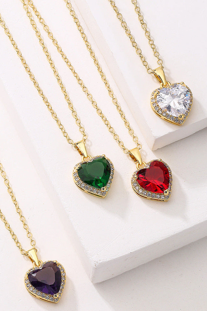 Heart-Set White Diamond Pendant Necklace