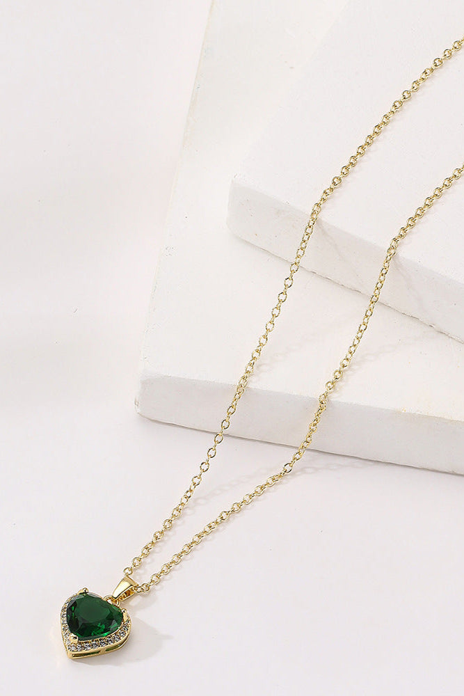 Heart-Set White Diamond Pendant Necklace