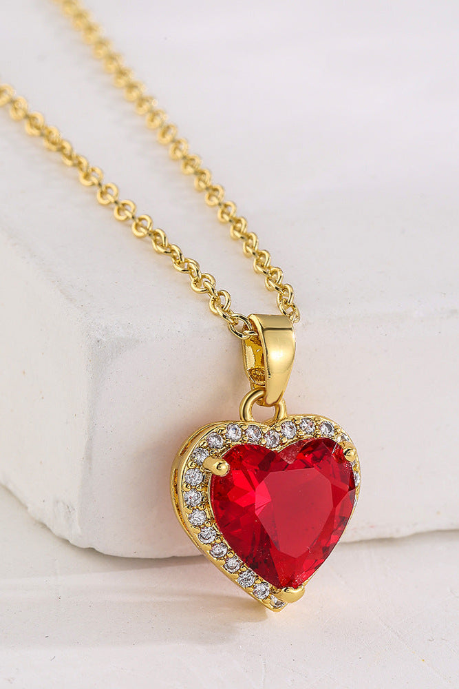Heart-Set White Diamond Pendant Necklace