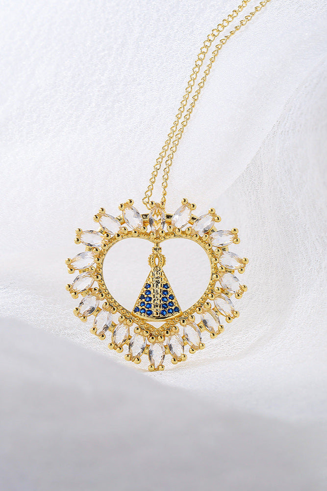 Heart Diamond San Madonna Pendant Necklace