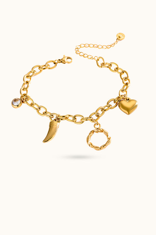 Heart Garland Stacking Pendant Bracelet