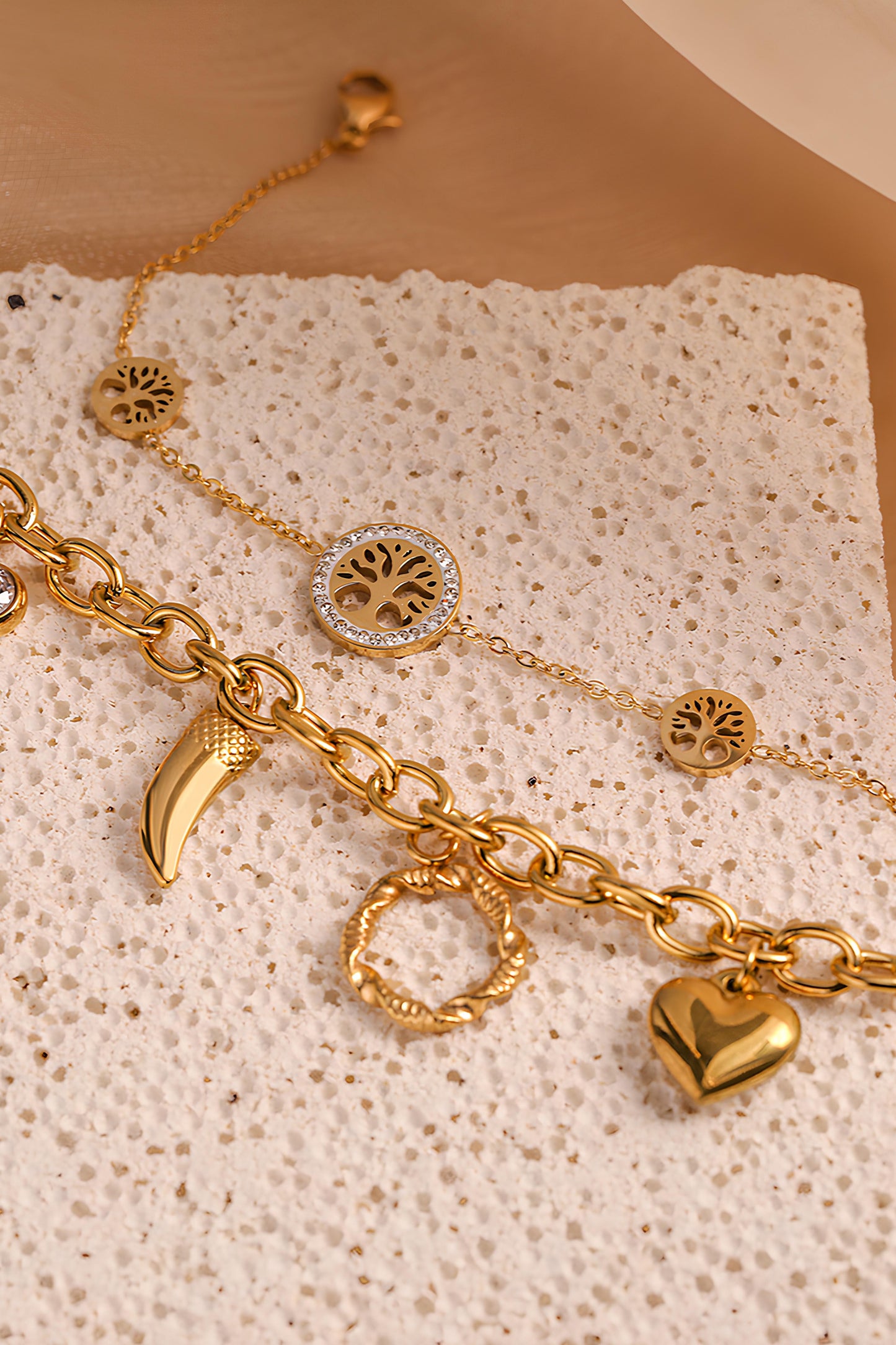 Heart Garland Stacking Pendant Bracelet