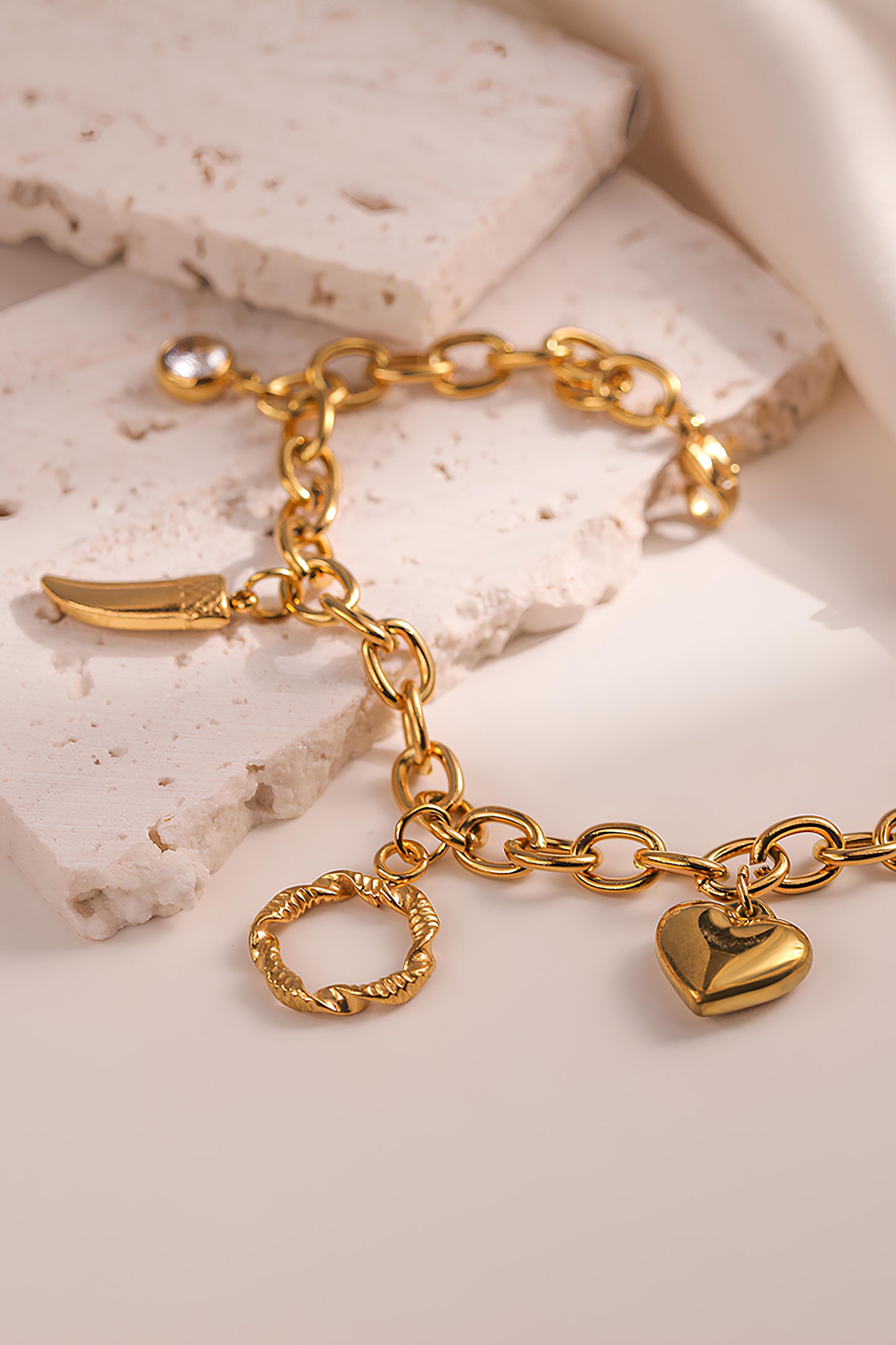 Heart Garland Stacking Pendant Bracelet