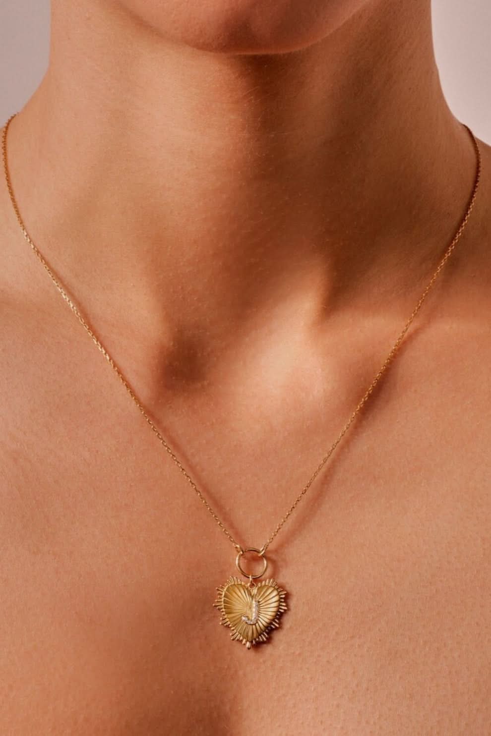 Heart Initial Diamond Necklace