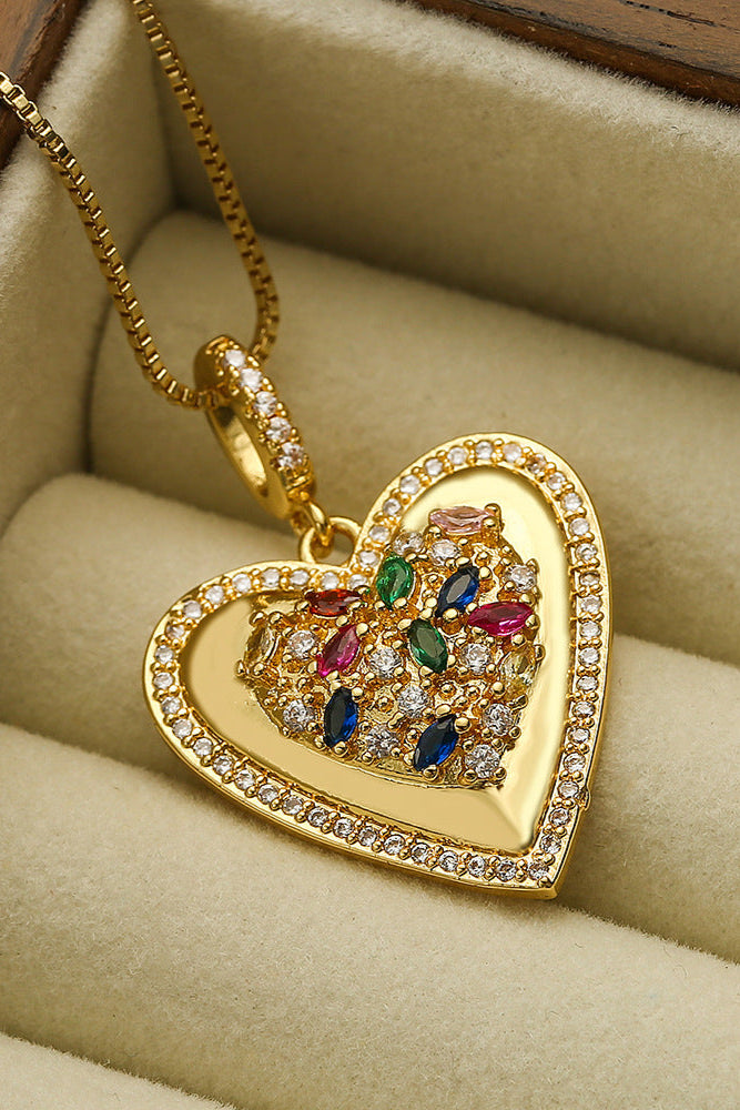 Heart Pendant Necklace with Gemstones
