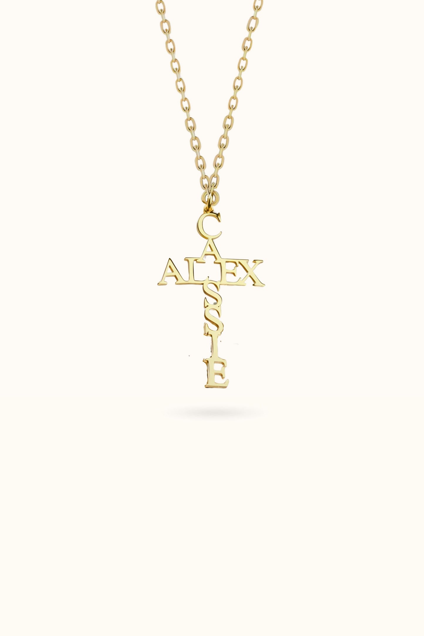 Hollow Cross Name Necklace