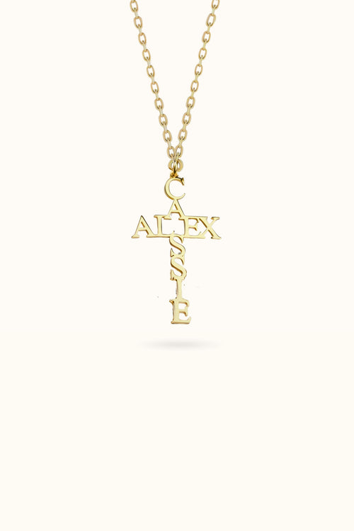 Hollow Cross Name Necklace