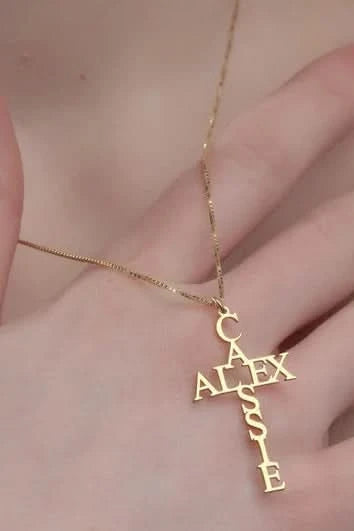 Hollow Cross Name Necklace