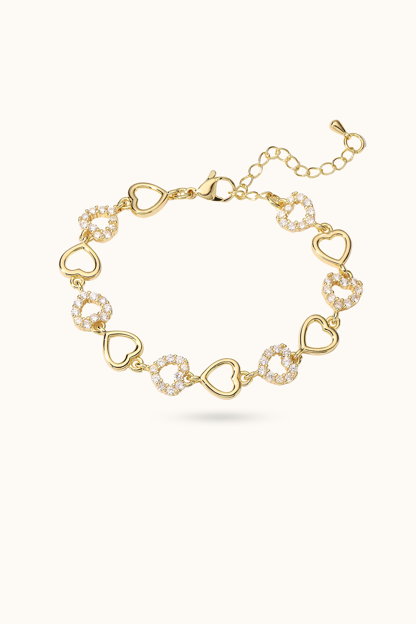 Hollow Heart Diamond Bracelet