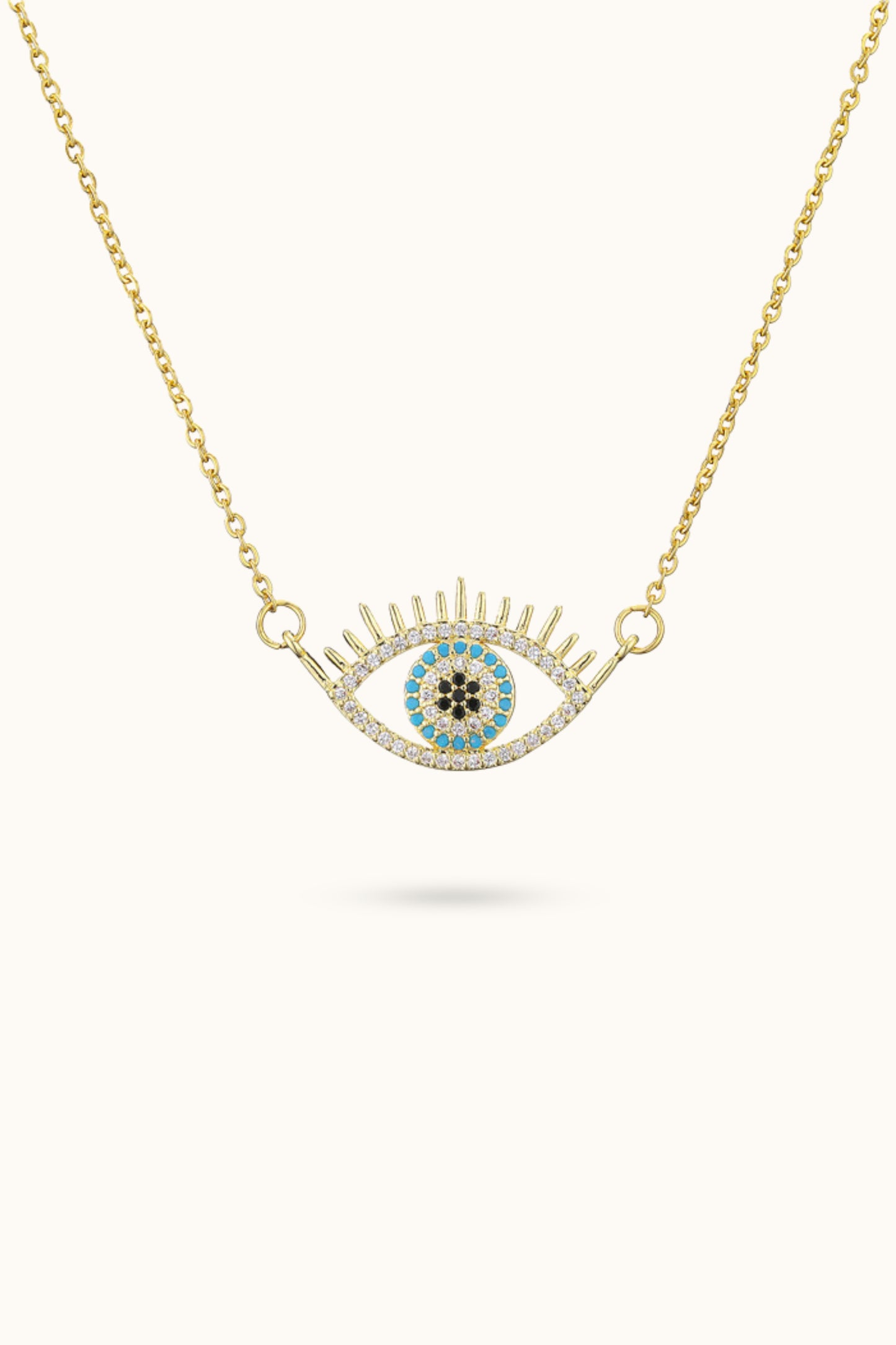 Hollow diamond all-seeing eye pendant necklace