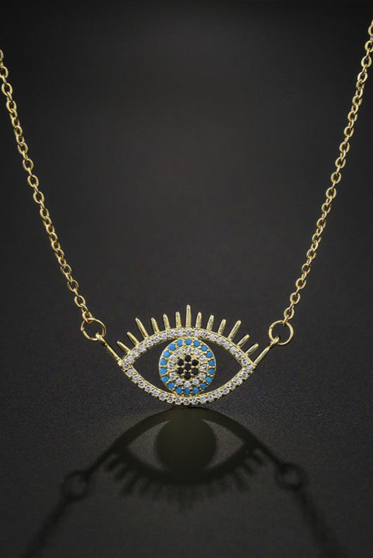 Hollow diamond all-seeing eye pendant necklace