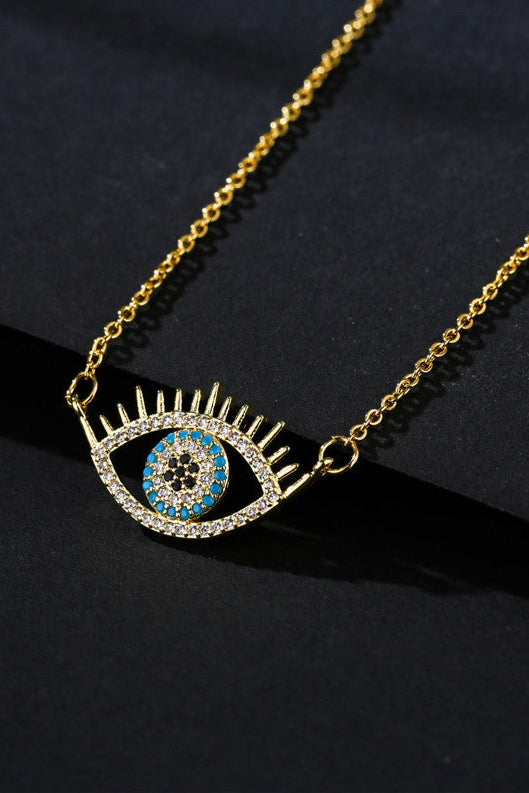 Hollow diamond all-seeing eye pendant necklace