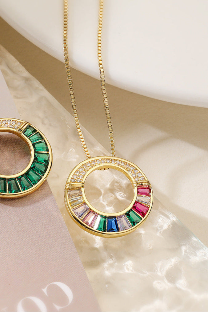 Hoop Square Diamond Pendant Necklace
