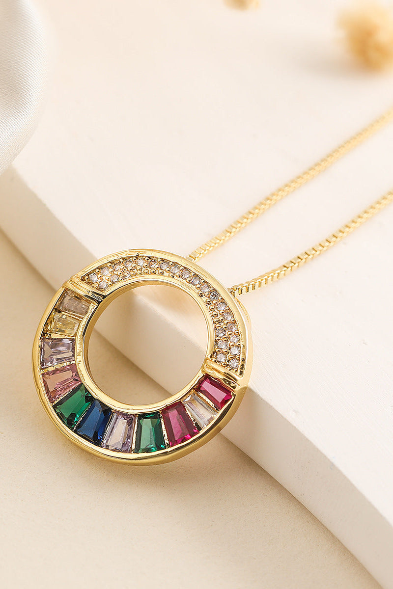 Hoop Square Diamond Pendant Necklace