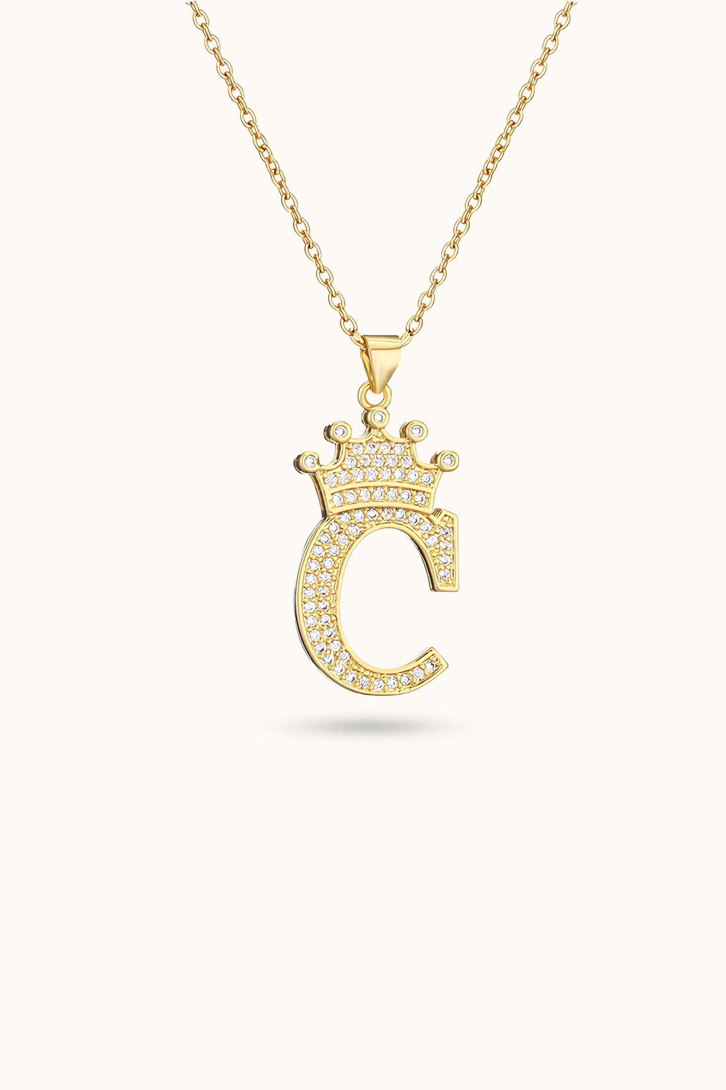 Initial Diamond Name Crown Necklace